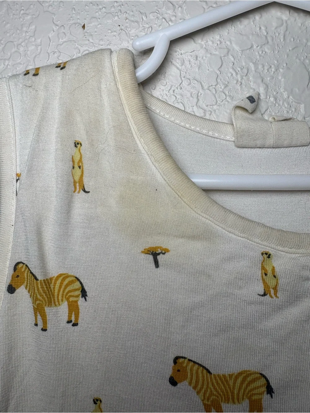 Baby Sleeveless Sleep Sack - White with Mustard Zebra and Meercat Print